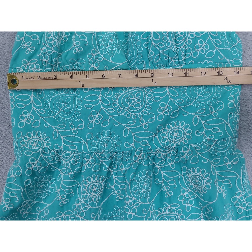 HAROLDS Turquoise White Paisley Embroidered Knee Length Sundress Size 6 - Picture 5 of 9